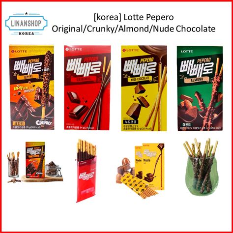 Lotte PEPERO Choco Stick 4 Flavors Korean Snack Original Almond