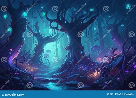 Enchanted Fairy Forest Landscape, Misty Dark Mood. Concept Art Ai ...