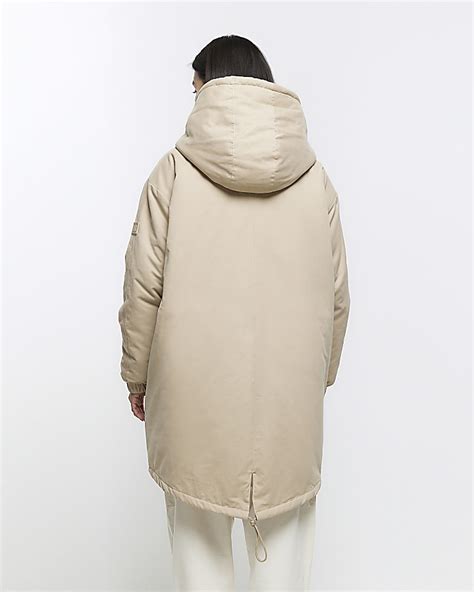 Cream Faux Fur Lining Parka Coat River Island