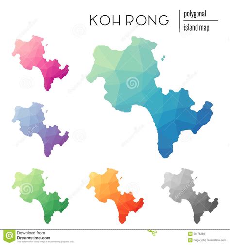 Polygonal Map Of Koh Rong Vector Illustration Cartoondealer