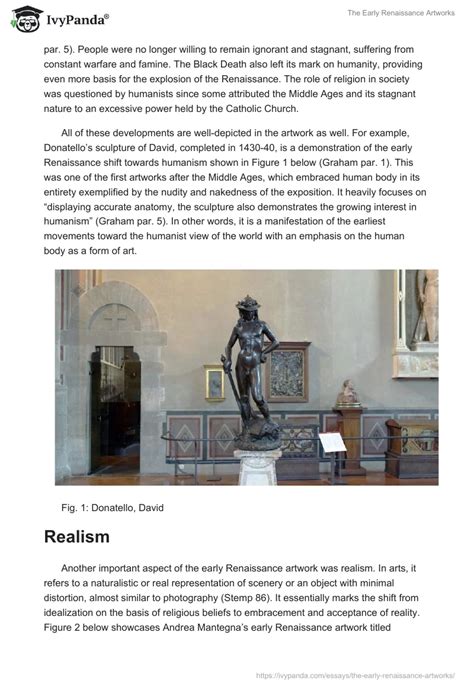 The Early Renaissance Artworks - 1136 Words | Essay Example