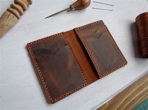 Leather Vertical Wallet Pattern Diy Leather Passport Wallet Etsy