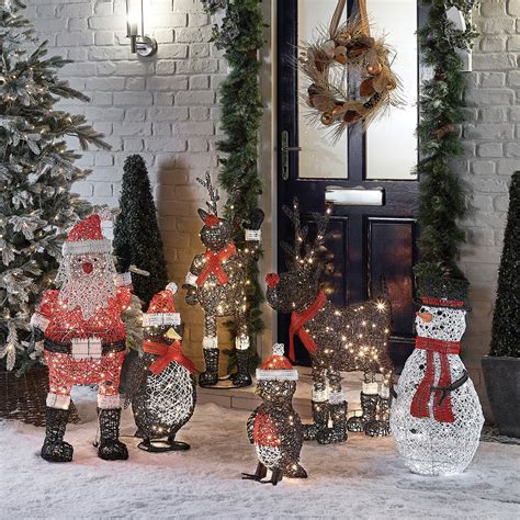 Christmas Led Figures Outdoor Rattan Xmas Rudolph Santa Snowman