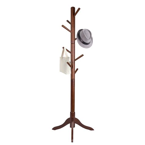 Buy Vlush Free Standing Coat Rack 8 Hooks Wooden Coat Hat Tree Coat