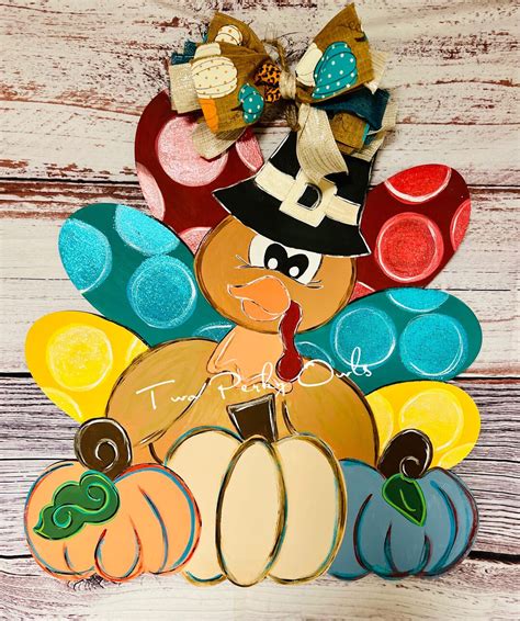 Turkey With Pumpkins Door Hanger Turkey Door Hangers Etsy