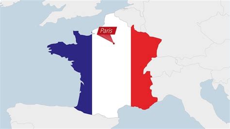 Carte De France Mise En évidence Dans Les Couleurs Du Drapeau De La