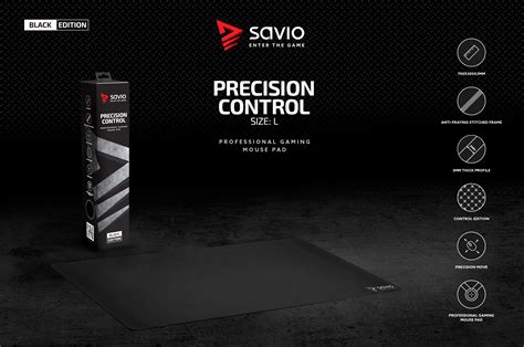 Mousepad Gaming Profesional Savio Precision Control L Black Edition