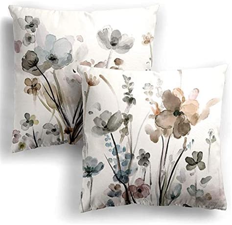 Qesonoo Juego De 2 Fundas De Almohada De Flores De 18 X 18 Pulgadas