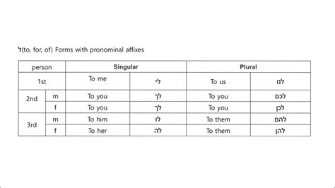 Hebrew Personal Pronouns And לשלאת Forms With Pronominal Affixes Youtube