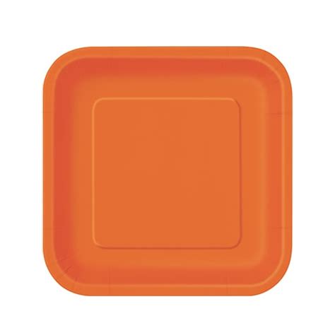 Orange Square Paper Plates 17cm Pack Of 16 Partyrama