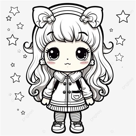 Cartoon Cute Doodle Coloring Page Kawaii Anime Illustration Clipart