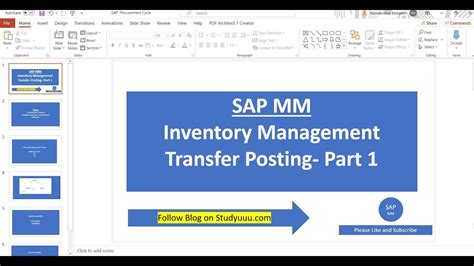 Sap Mm Inventory Management Transfer Posting Part Full Overview