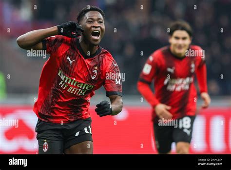 Milan Italy 02nd Jan 2024 Chaka Traore Of AC Milan Celebrates After