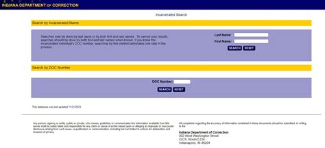 Indiana Department Of Corrections Inmate Search Instructions