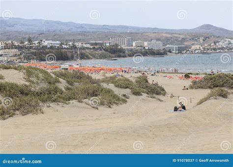 Playa Del Ingles At Maspalomas On Gran Canaria Editorial Photography