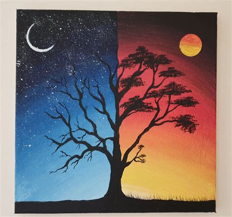 Day And Night Landscape 2020 Acrylic Painting By Asif Rasheed In 2021