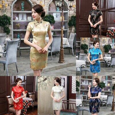 Hochschlitz Satin Cheongsam Kleid für Frauen chinesisch traditionell