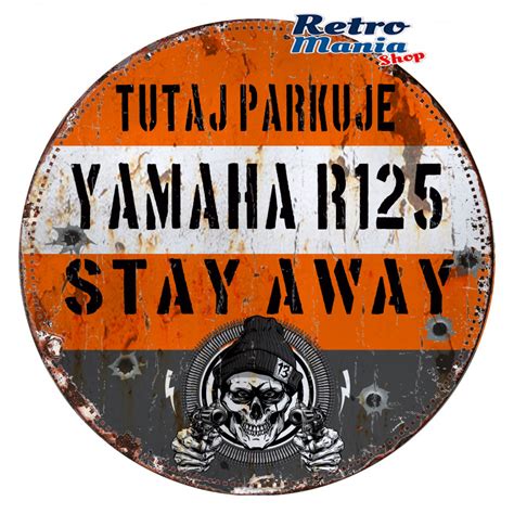 Tutaj Parkuje Yamaha R Retro Blaszana Tablica Motocyklowa Szyld Metalowy