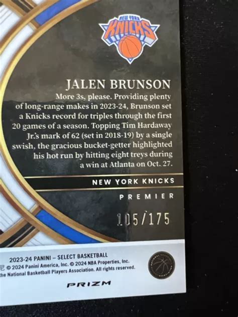 JALEN BRUNSON 2023 24 Panini Select Premier Flash Viola Prizm 194 175