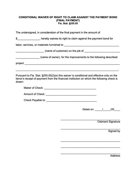 Conditional Final Lien Waiver Form