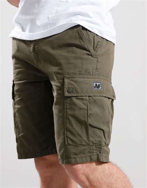 Peaceful Hooligan Container Cargo Shorts Khaki Terraces Menswear