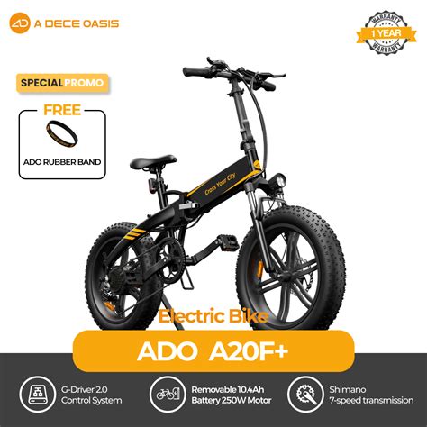 Jual ADO A20F Black Ebike 20 Inch Fat Tire Folding Electric Bike Di