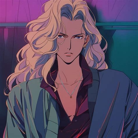 An Anime Character With Blonde Hair And Blue Eyes Wearing A Black