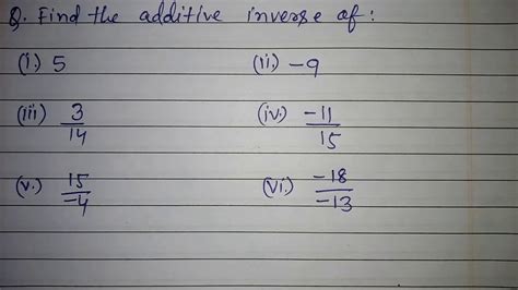 Additive Inverse Examples