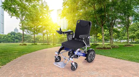 Equipmed Power Electric Wheelchair Folding Aluminium Lithium Battery Blue