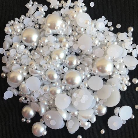 20Gram Lot White Ivory AB Half Pearl Mixed Size From 3mm To 14mm Craft