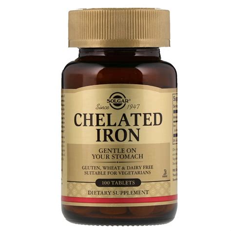 Хелат железа, Chelated Iron, Solgar, 100 таблеток купить в Киеве и ...