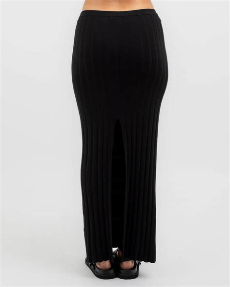 Shop Ava And Ever Naomi Rib Maxi Skirt In Black Fast Shipping And Easy