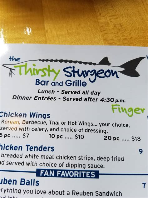 Menu At The Thirsty Sturgeon Pub Bar Wolverine