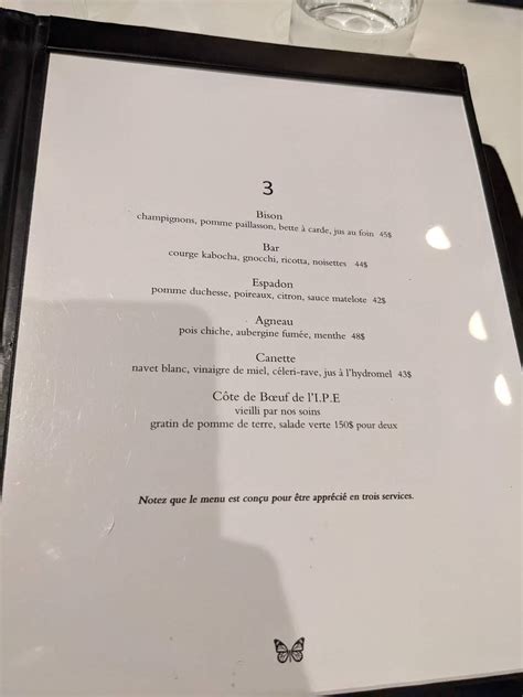 Menu Au Monarque Restaurant Montr Al