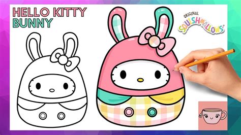 Comment dessiner Hello Kitty lapin de Pâques Squishmallow | Sanrio ...