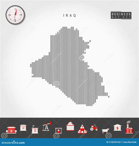 Vector Vertical Lines Map Of Iraq Striped Silhouette Of Iraq