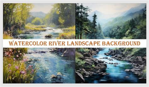 Watercolor River Landscape Graphic by Ansart · Creative Fabrica