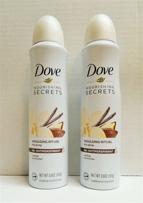 2 Dove Nourishing Secrets Indulging Ritual Dry Spray Vanilla Cocoa