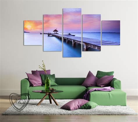 Piece Sunset Seascape Blue Seawater Modern Wall Art Hd Picture Canvas