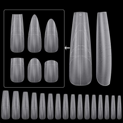 Amazon Lionvison Xl Nail Tips Coffin Sizes Guiding Line Nail