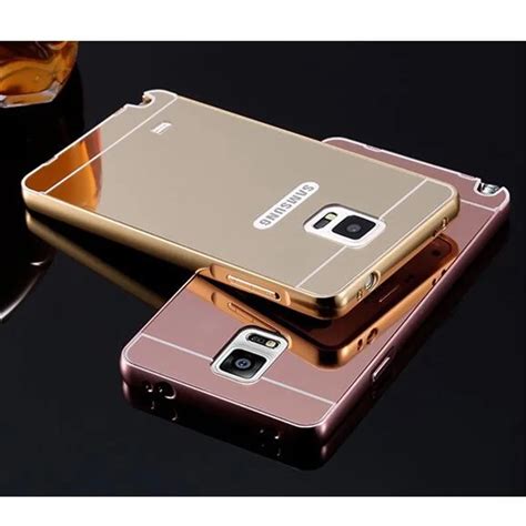 Luxury Rose Gold Mirror Back Cover For Samsung Note Cases Aluminum