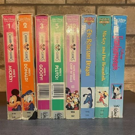 Disney Toys Walt Disney Cartoon Classics Vhs Mickey And The Gang Frankenweenie Lot Of 8