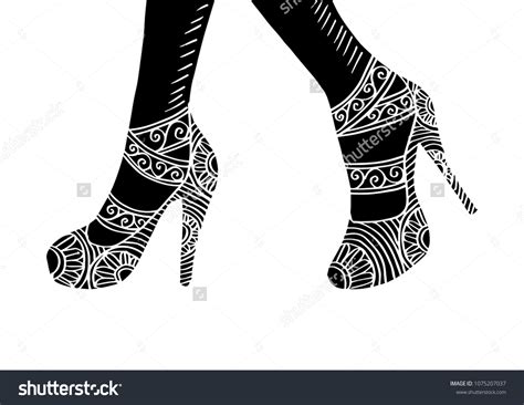 Hand Drawing Of Women Legs In Shoes Royalty Free Stock Vector