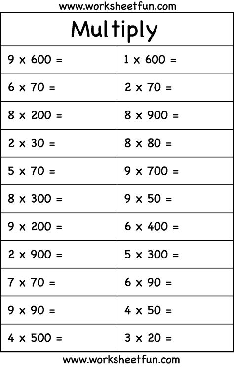 Divide By Multiples Of 10 Worksheet