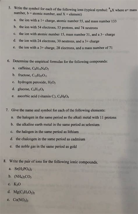 Solved 5. Write the symbol for each of the following ions | Chegg.com