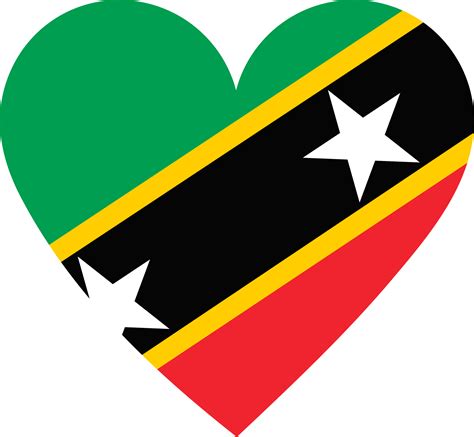 Saint Kitts And Nevis Flag In The Shape Of A Heart Png