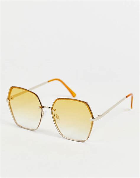 River Island Glitter Oversized Glam Sunglasses In Yellow Asos