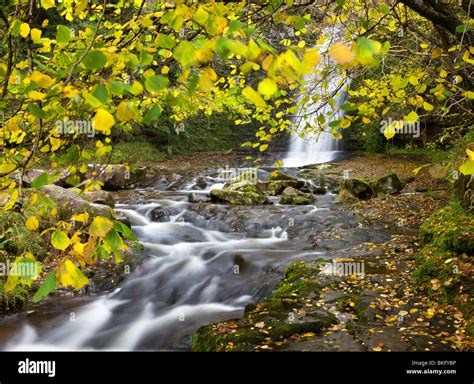 Waterfall On The River Caerfanell At Blaen Y Glyn Brecon Beacons