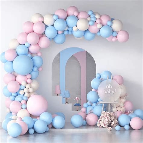 1 Set Roze En Blauwe Ballon Slinger Boog Kit Geslacht Onthullen Baby