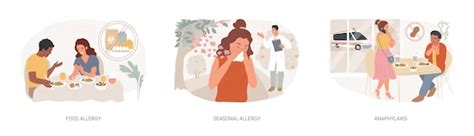 Premium Vector Allergic Diseases Isolated Concept Vector Illustration Set